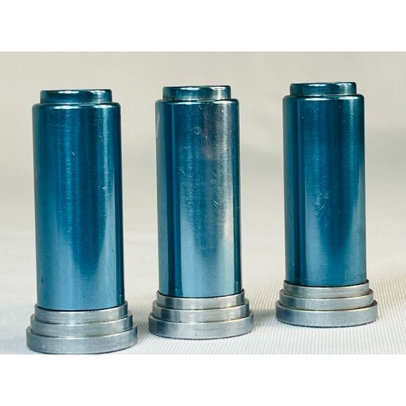 RARE BLUE Art Deco Vintage Salt Pepper Shakers 2" Cylinder Bullet - Picture 3 of 7